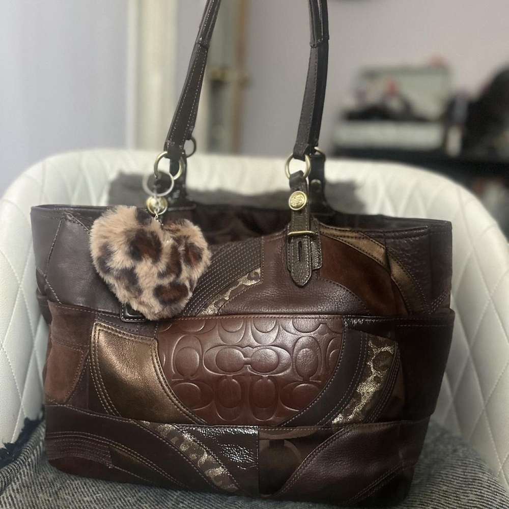 Coach Brown Leather Patchwork Tote - image 1